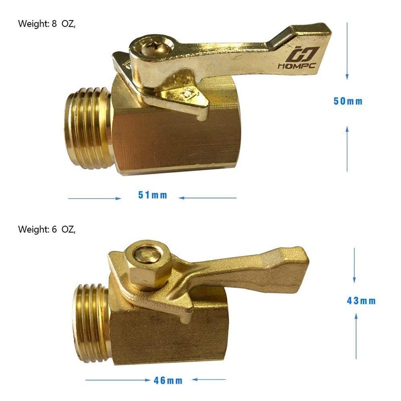 HQMPC Super Heavy Duty 3/4"" Brass Shut Off Valve Garden Hose Shut Off Valve Garden Hose Connector 2 PCS - Image 5